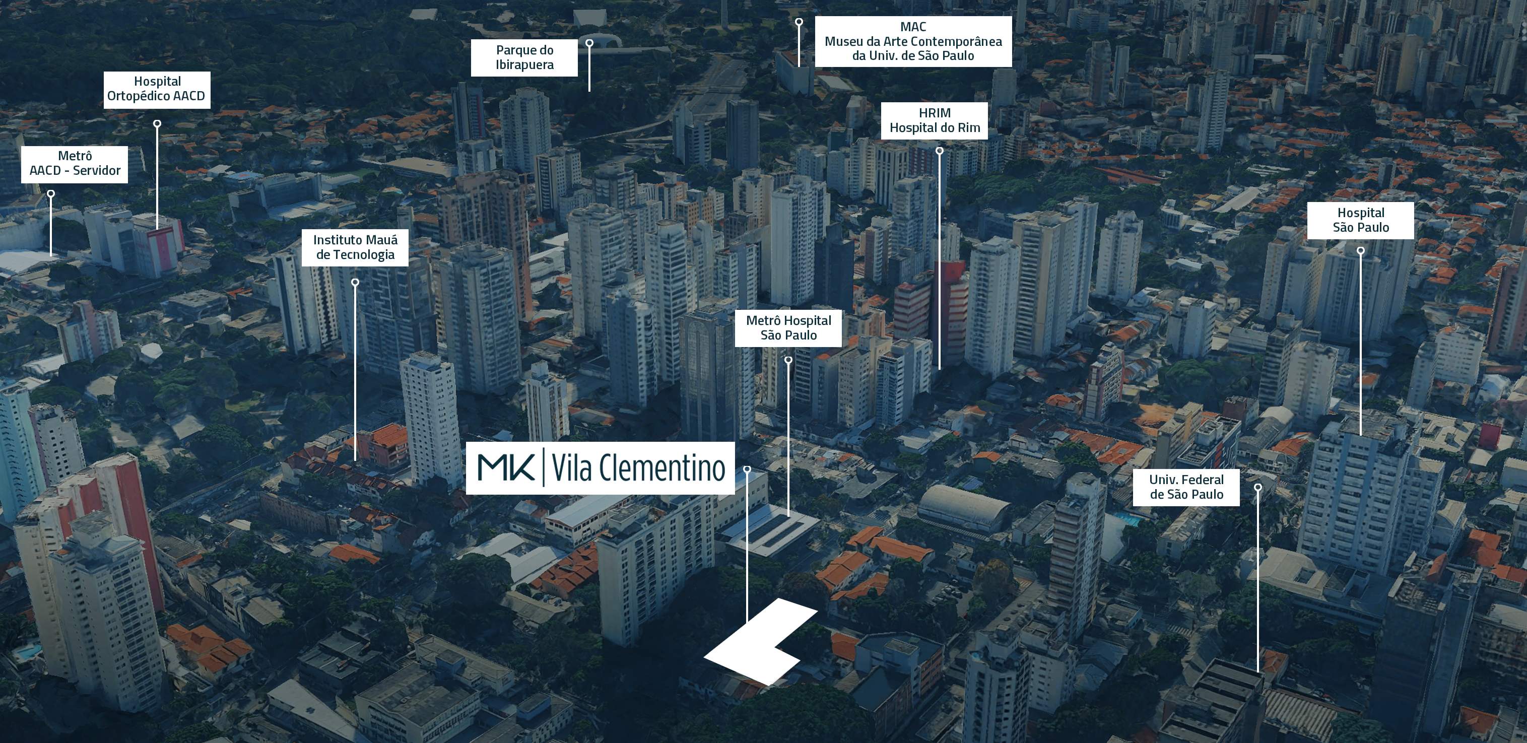 Mapa de localização do MK Vila Clementino e seus arredores